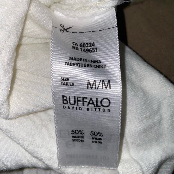 Buffalo David Bitton 3/4 Sleeve Pointelle Knit Sweater in Off White Size Medium - Picture 6 of 8